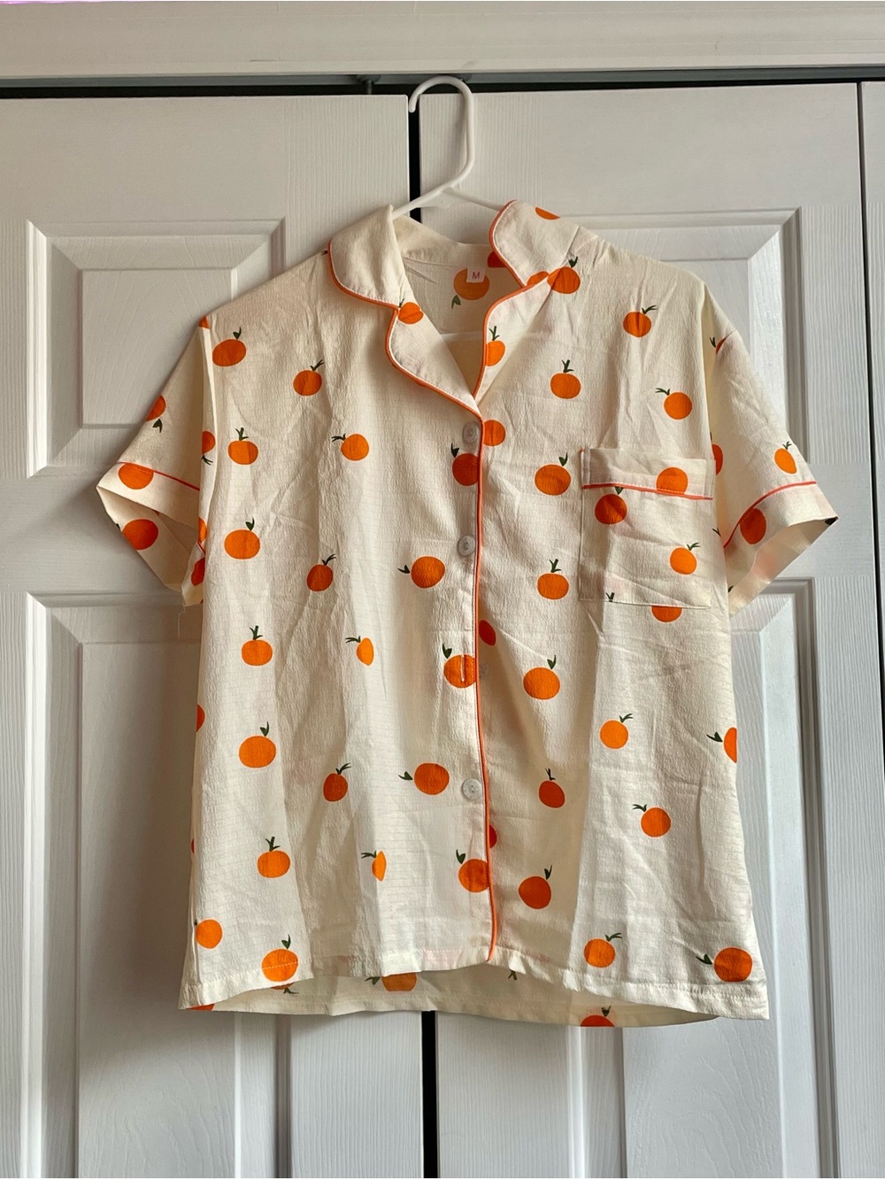 Cute Orange Pattern Pajama Set - Top and Shorts! Size Medium